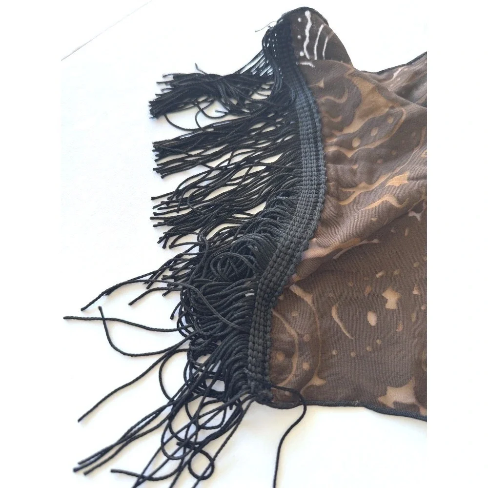 VTG Dana Herbert Burnout Velvet Fringe Baroque Devoré Evening Wrap 12